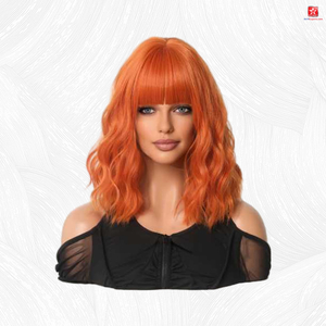 Premium Synthetic Wigs Women's Dirty Orange Short Curly Wig