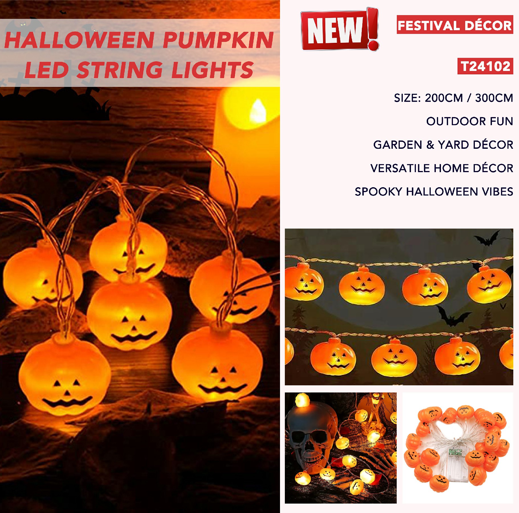 Enhance Your Halloween Décor with Durable LED Pumpkin String Lights