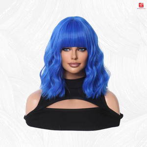 ATRIH EXPORTS Women's Treasure Blue Short Curly Wig