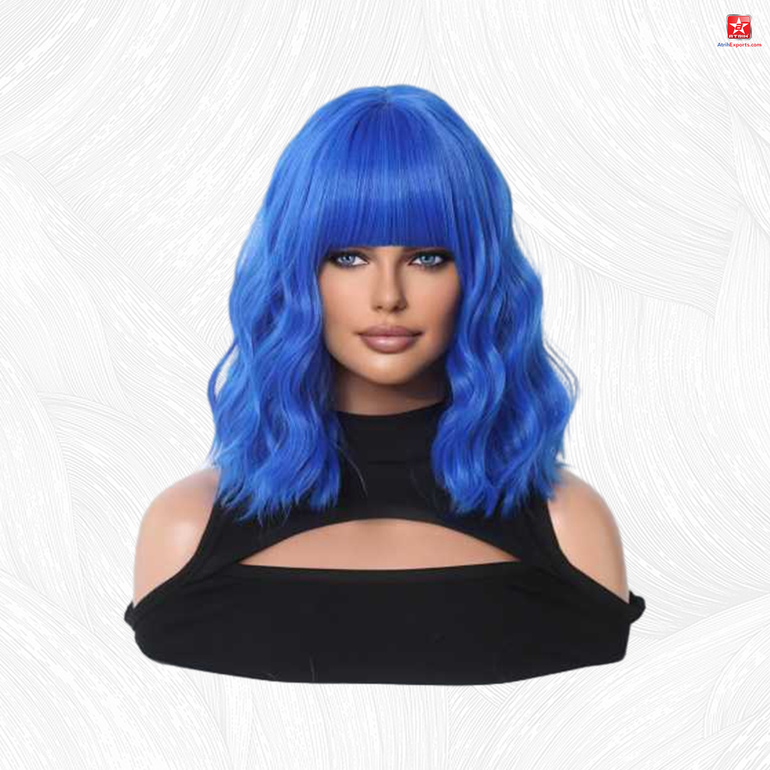 ATRIH EXPORTS Women's Treasure Blue Short Curly Wig