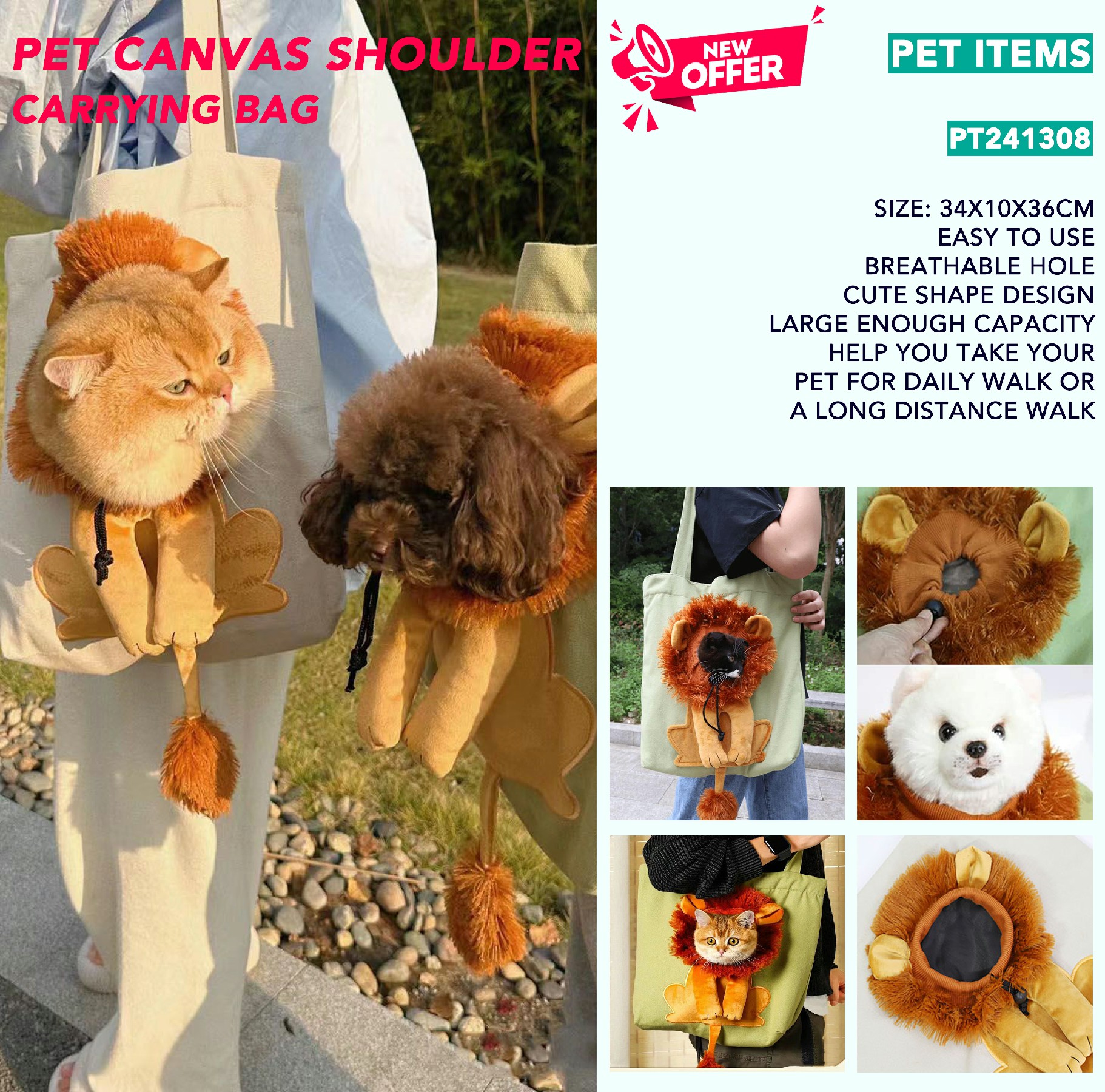 Convenient and Stylish Canvas Pet Carrier Bag for Easy and Safe Outings
