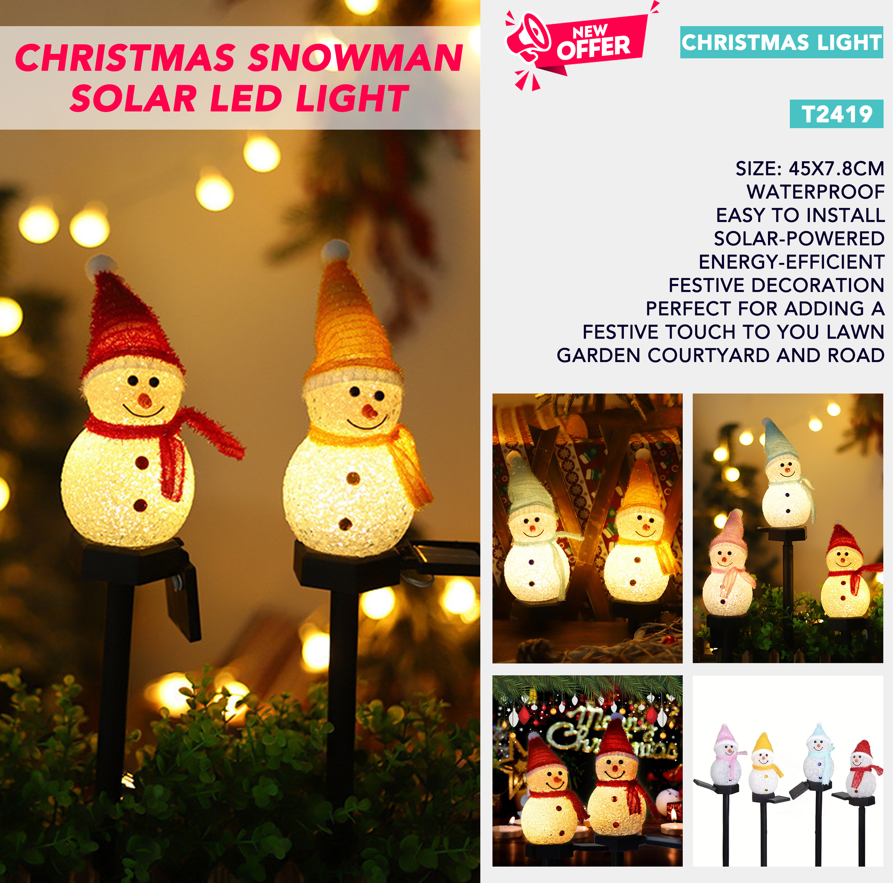 5 Line Illuminate Your Festive Season with A Christmas Snowman Solar LED Light