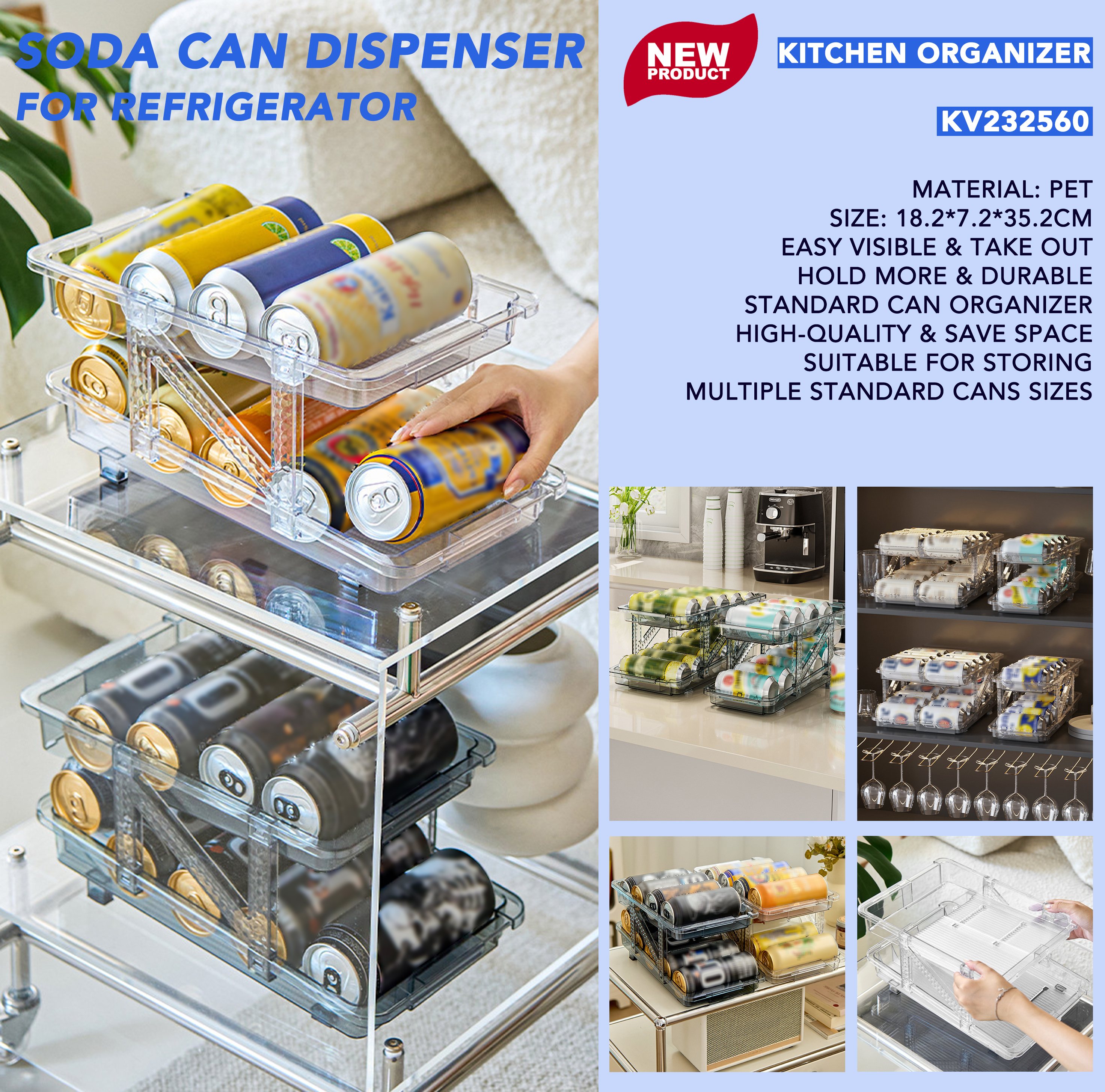 Maximize Fridge Space with a Stylish Soda Can Dispenser!