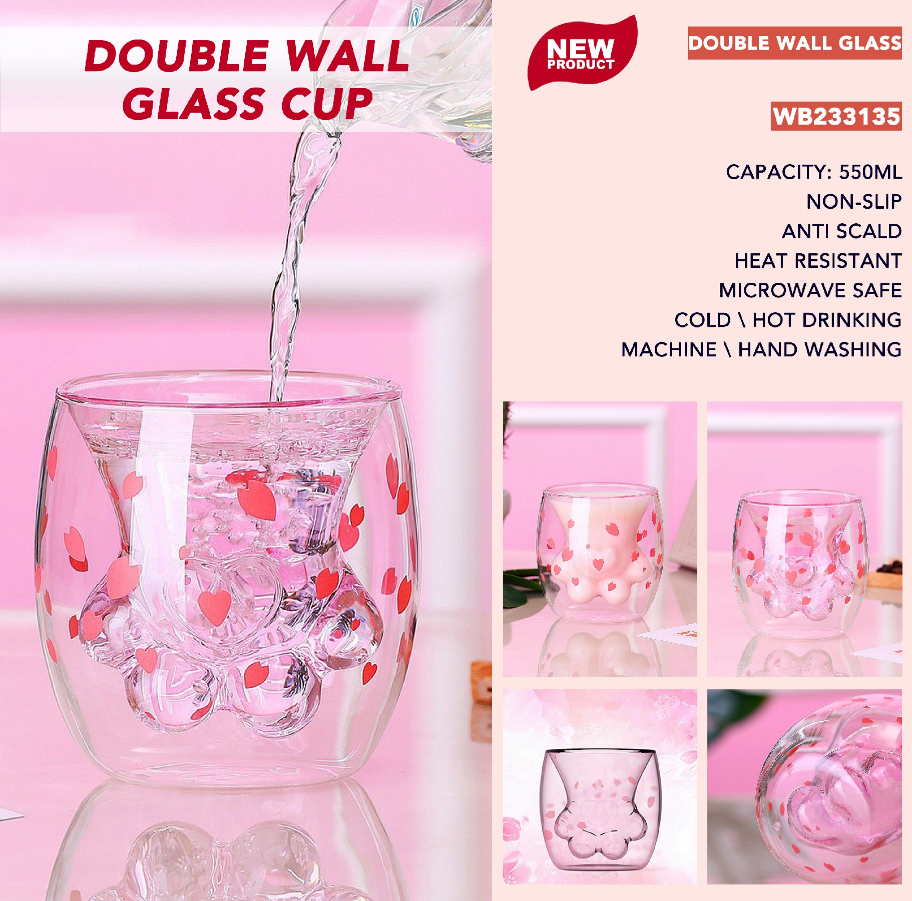 The Perfect Cat Lover's Companion: Double Wall Cat Paw Glass