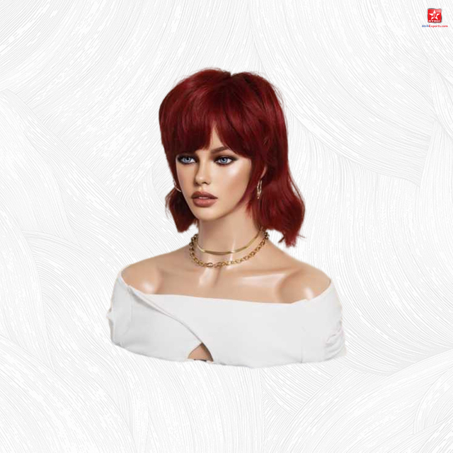 Human Hair Lace Front Wig Women's Red Short Wig