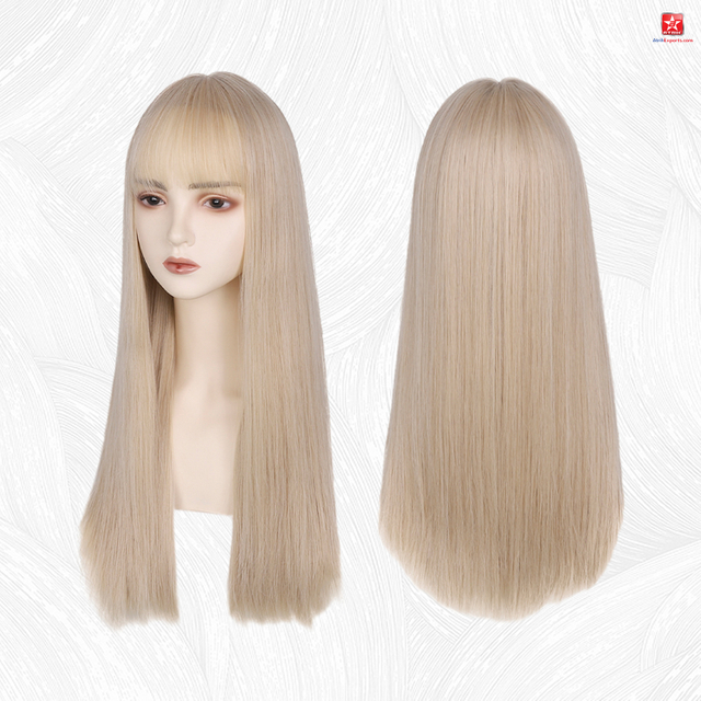 Long Straight Synthetic Wig with Bangs for Women - Perfect for Cosplay and Daily Wear