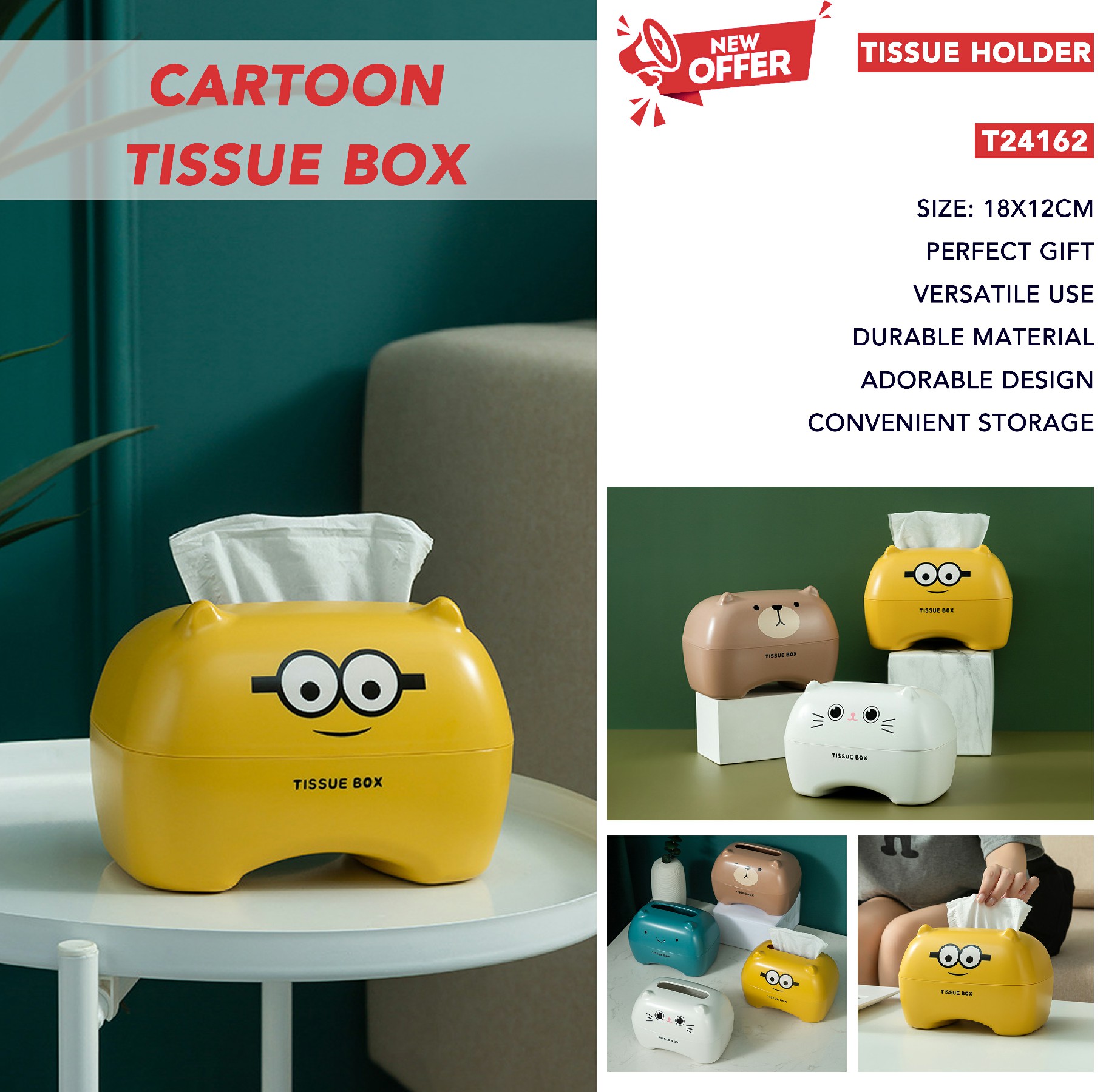 The Versatile And Adorable Cute Cartoon Tissue Box for Convenient Storage