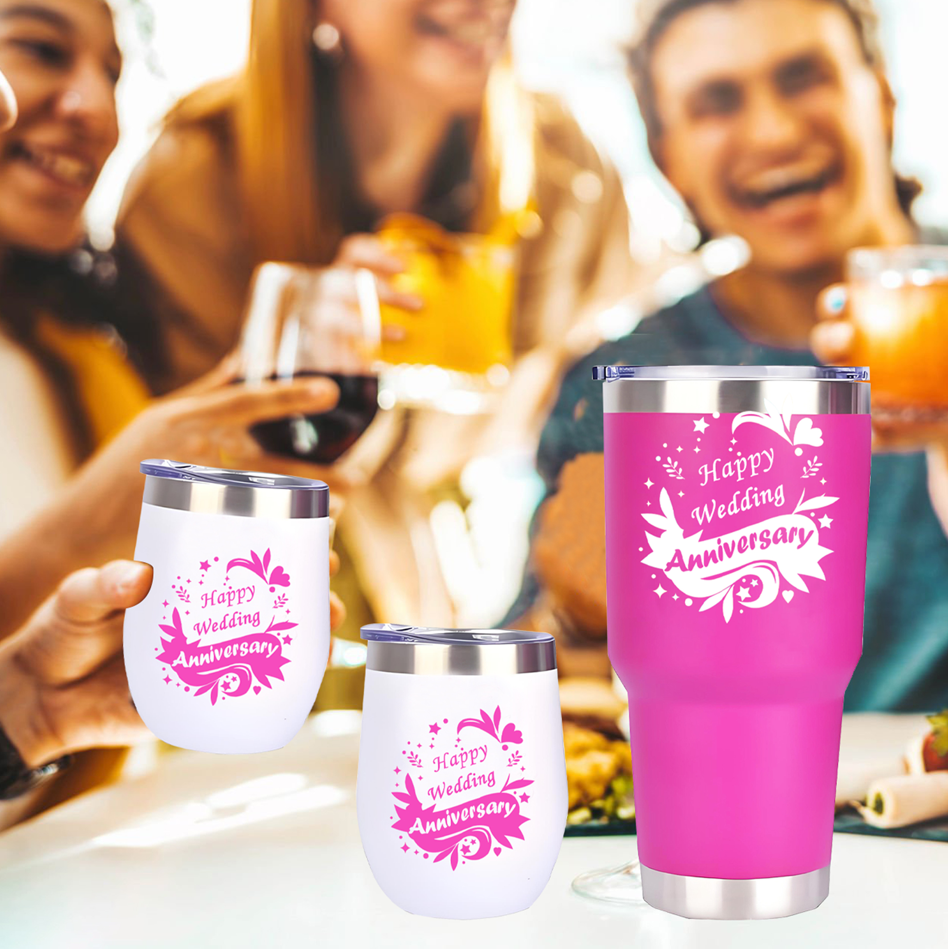 Pink Themed Stainless Steel Drinkware Set