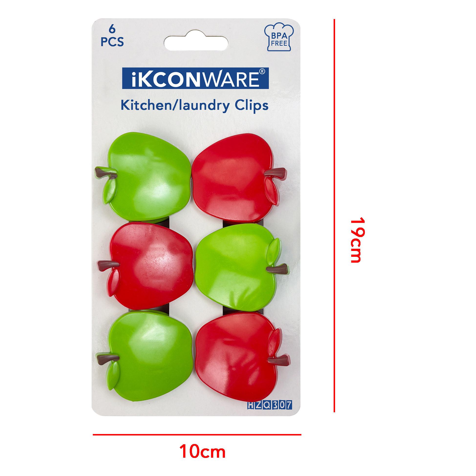Apple-Shaped Plastic Clip Set of 6