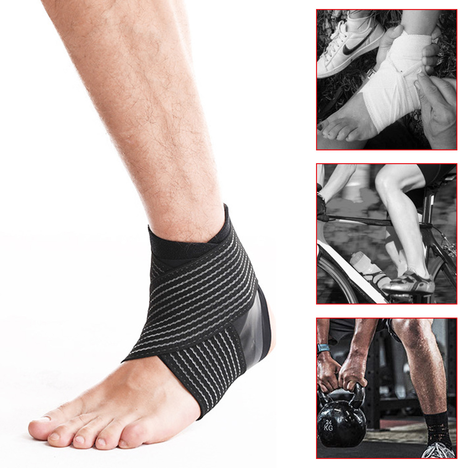 Ankle Brace Support Adjustable Elastic Compression Ankle Support Wrap Lightweight Ankle Brace For Sports