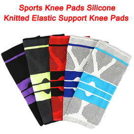 Sports Knee Pads Silicone Knitted Elastic Support Knee Pads Shin Pads Basketball Fitness Patella Knee Pads