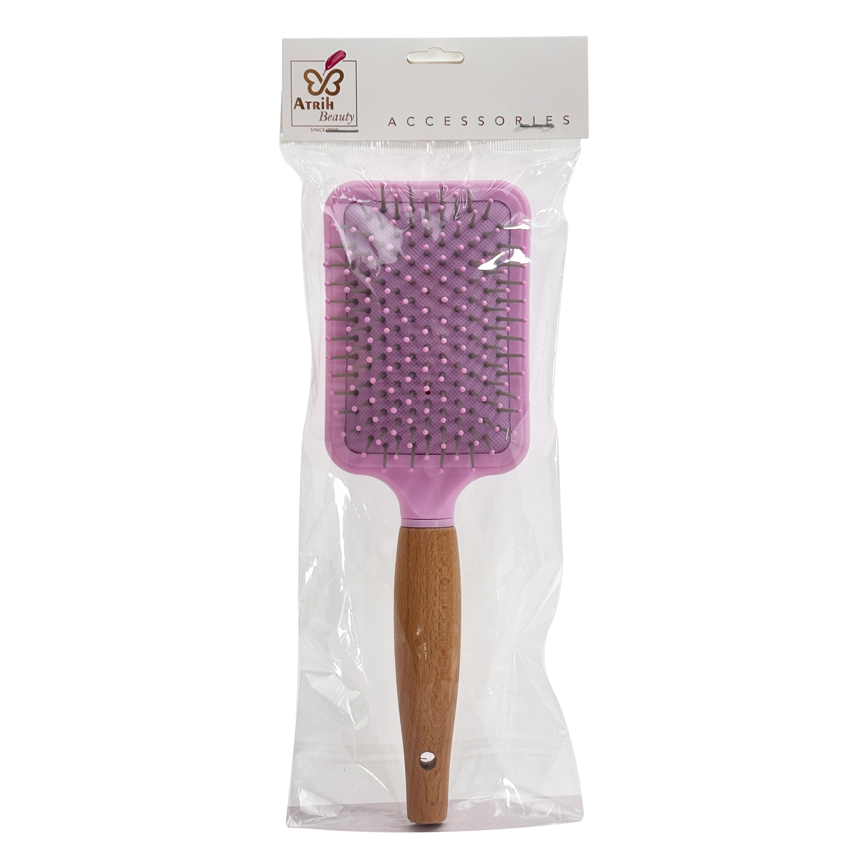 Square-Tipped Wooden Hair Brush