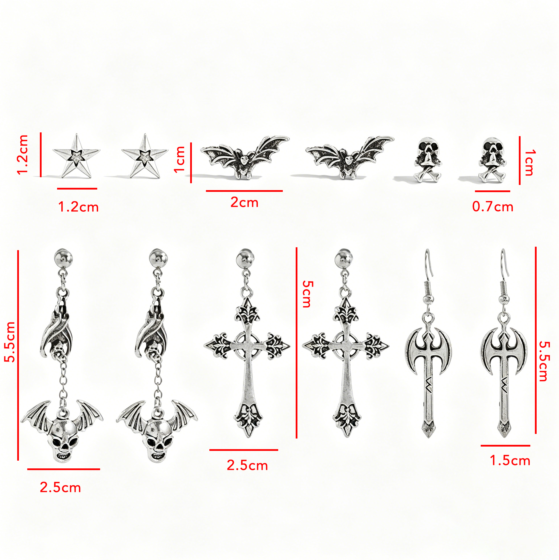 6 Pairs Gothic Earrings Set for Women
