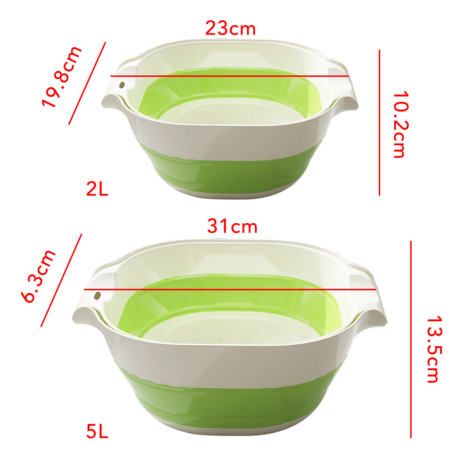 2L+5L Collapsible Colander Bowl Set with Handles