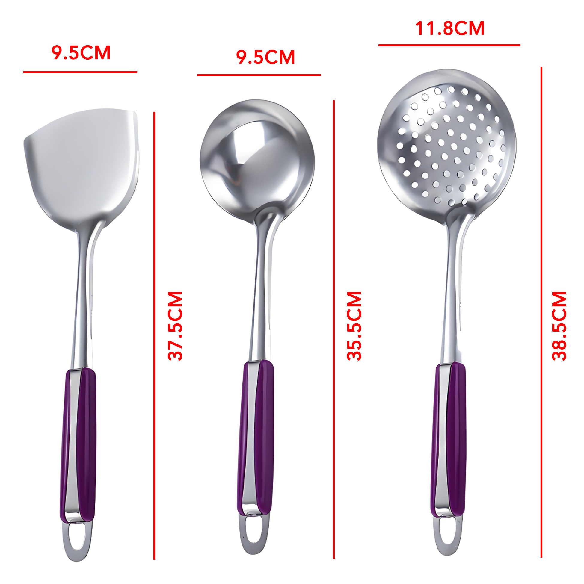 3 Piece Stainless Steel Kitchen Utensil Set