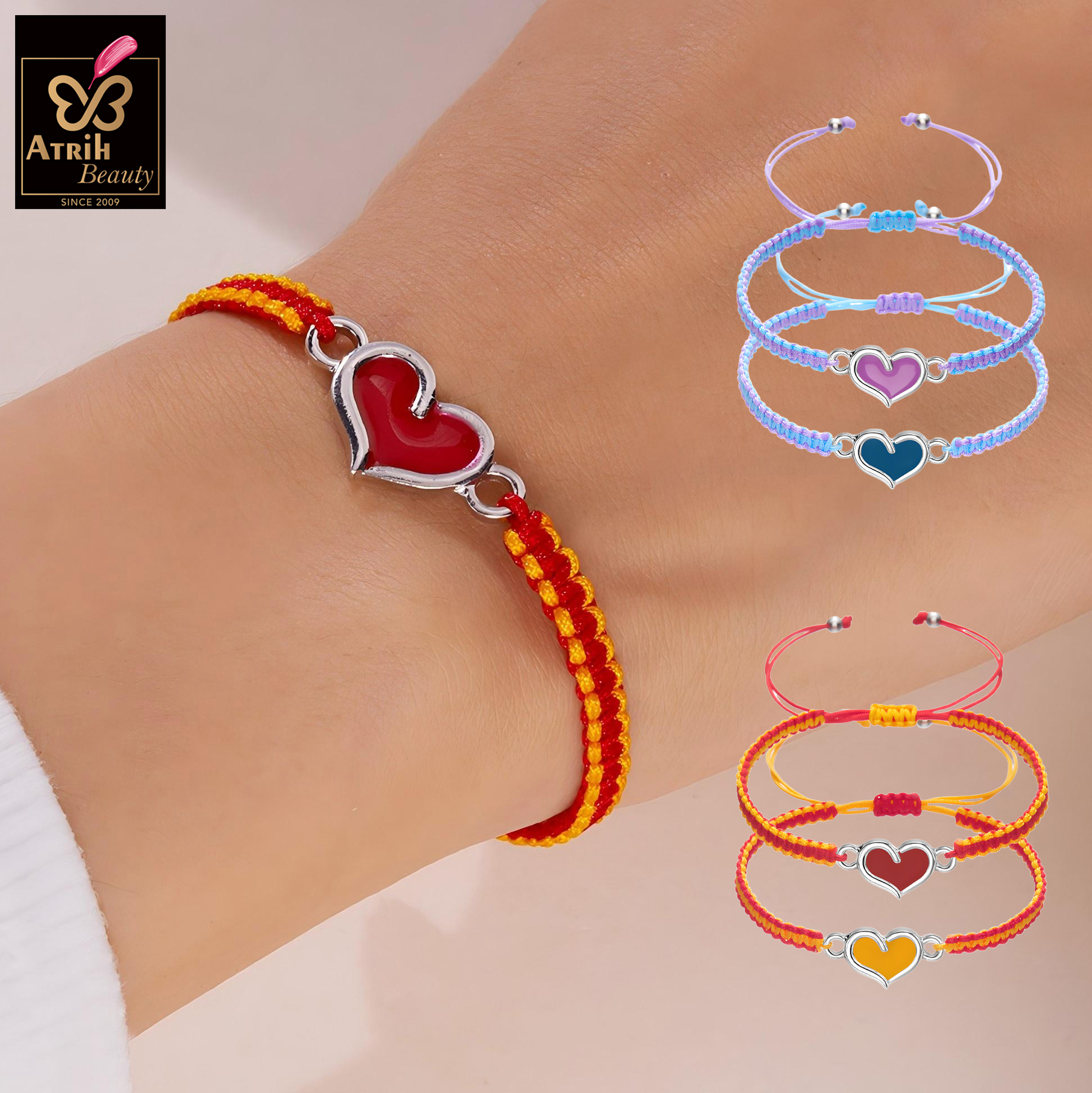 Adjustable Heart Shaped Charm Friendship Bracelets
