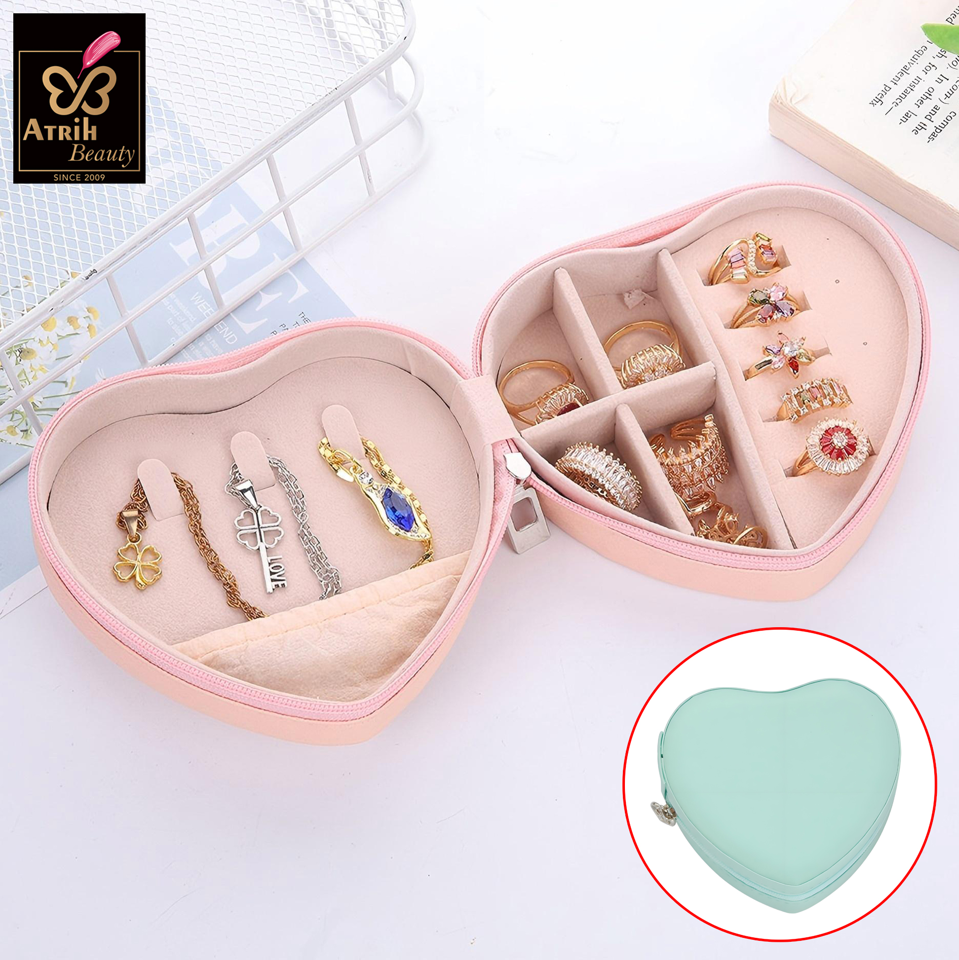 Heart Shaped Pink Jewelry Organizer Box
