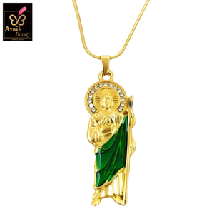 Gold Plated Classic Saint Jude Medal Necklace Chain