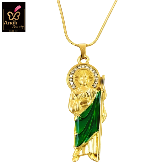 Gold Plated Classic Saint Jude Medal Necklace Chain