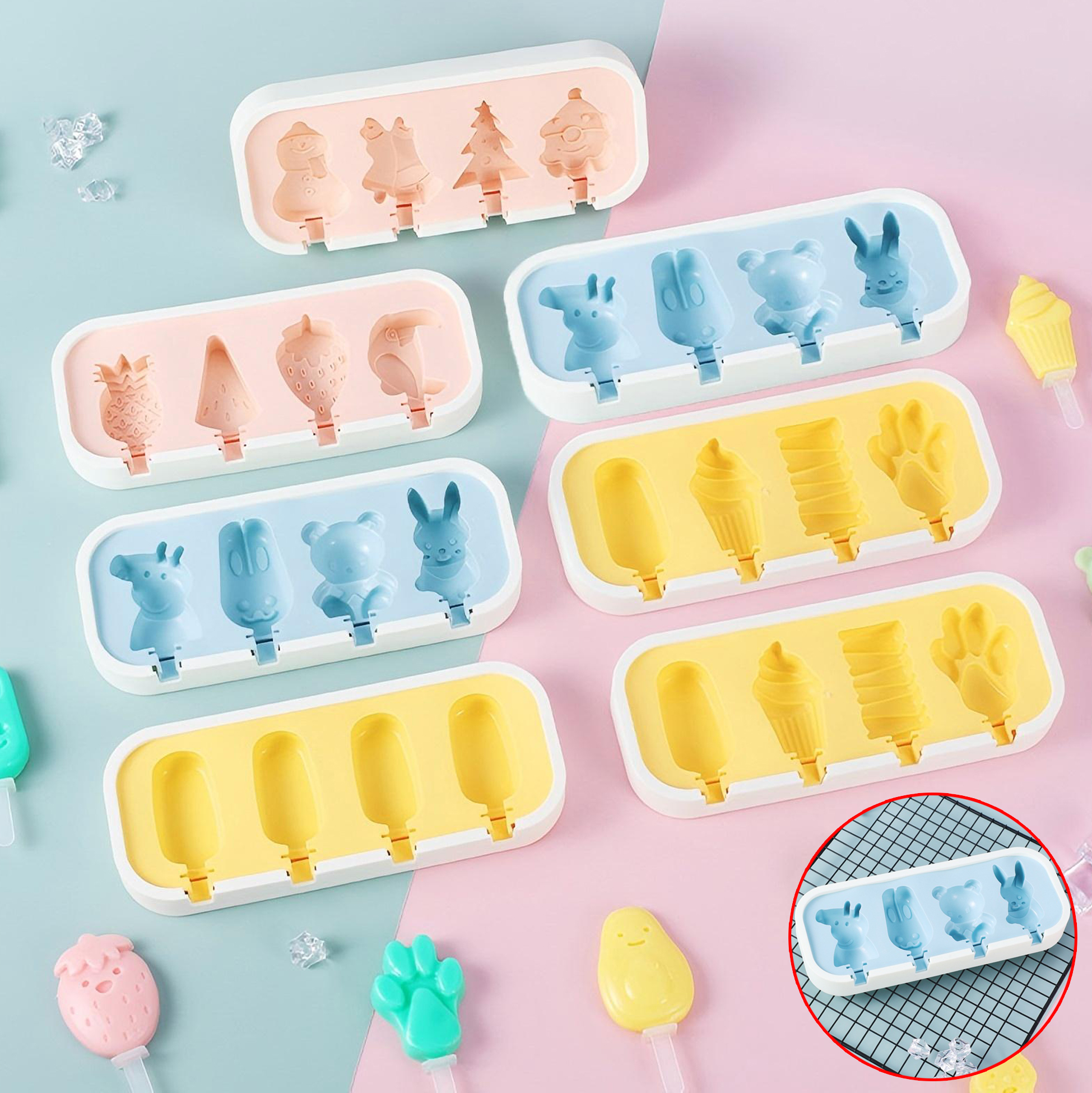 Cartoon Shaped Ice Cube & Popsicle Mold