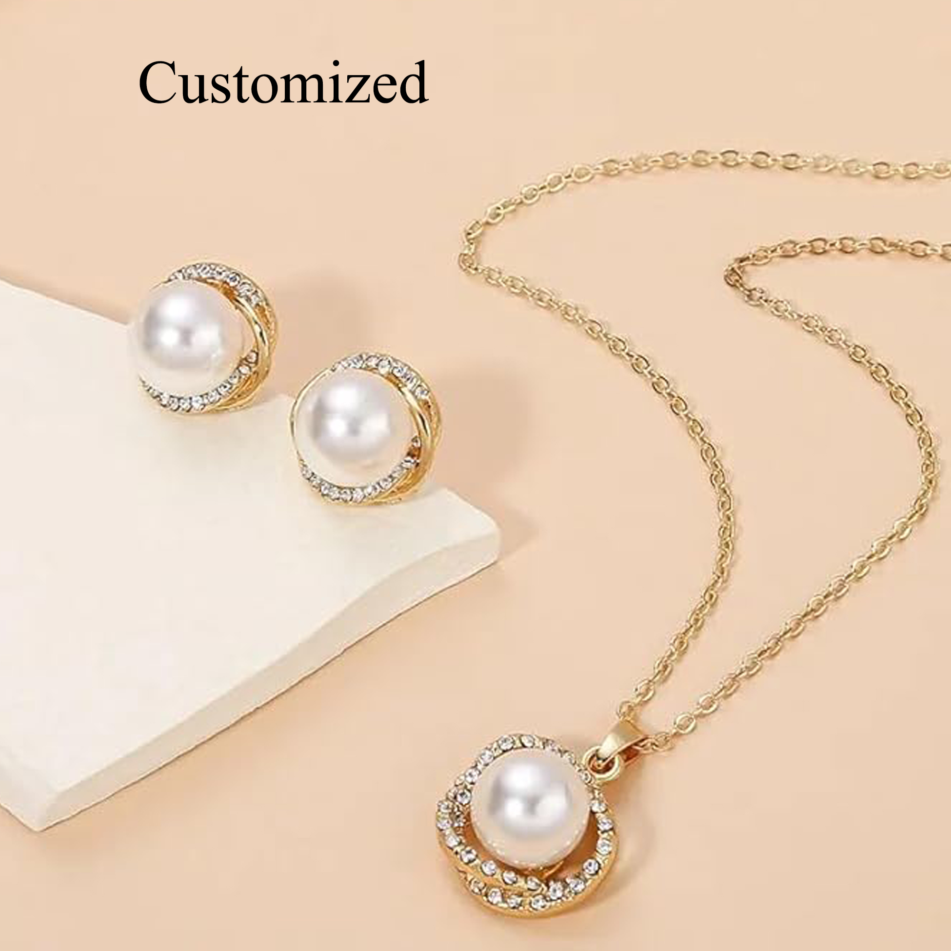 Zinc Alloy Jewelry Set with Golden Chain