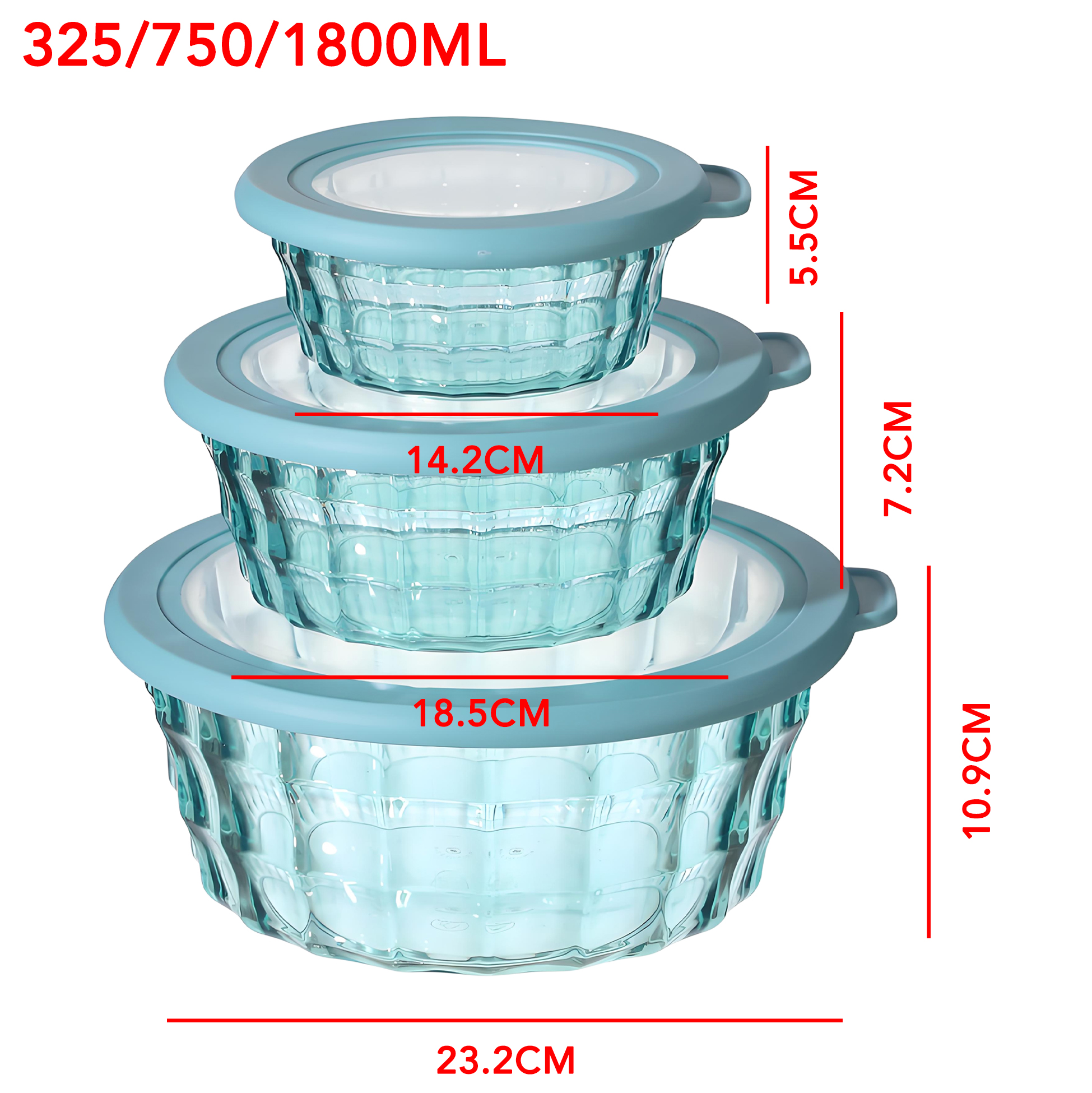 3 Piece Plastic Salad Bowl Set with Lids