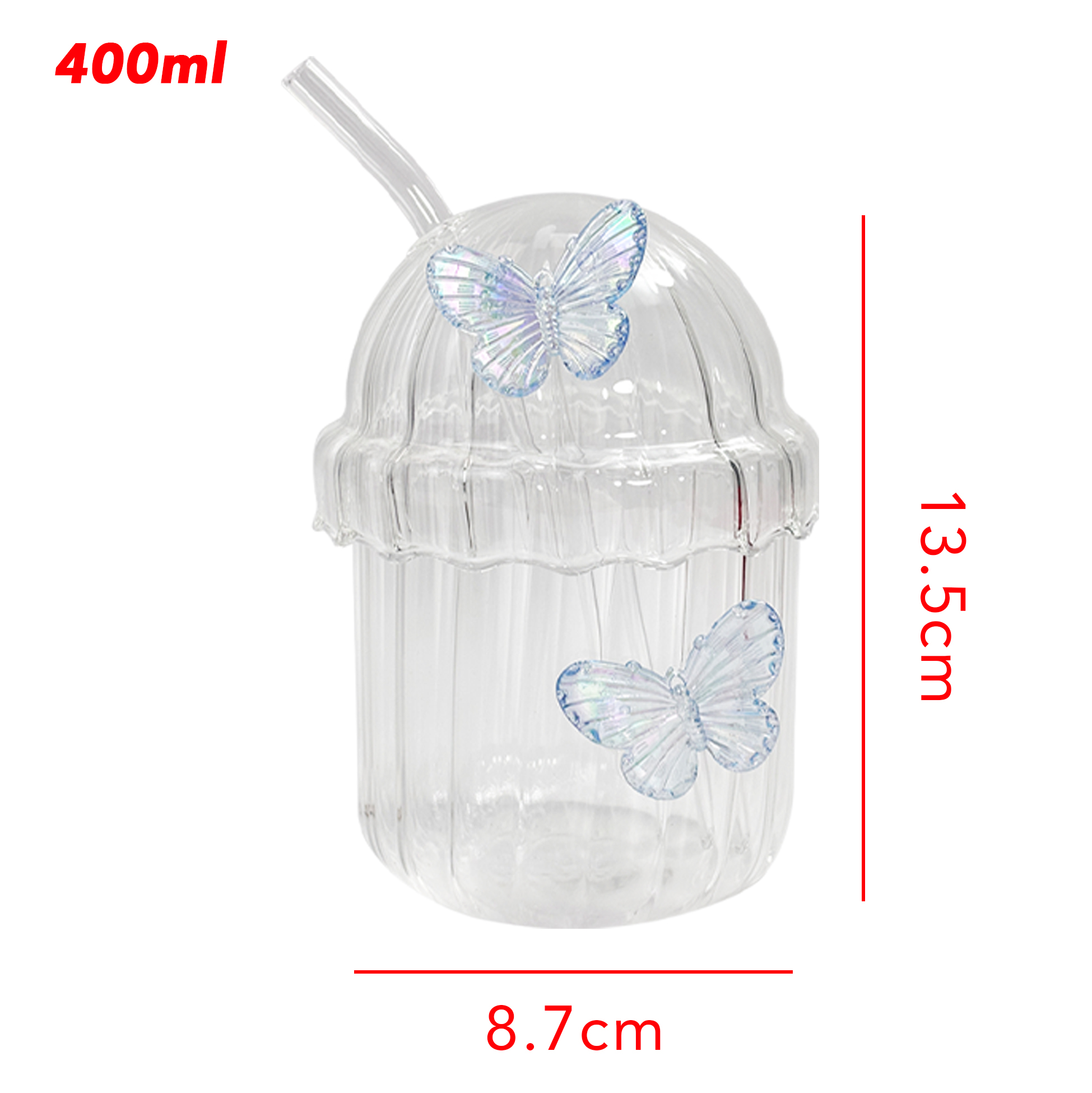 Butterfly - Decorated Glass Straw Cup