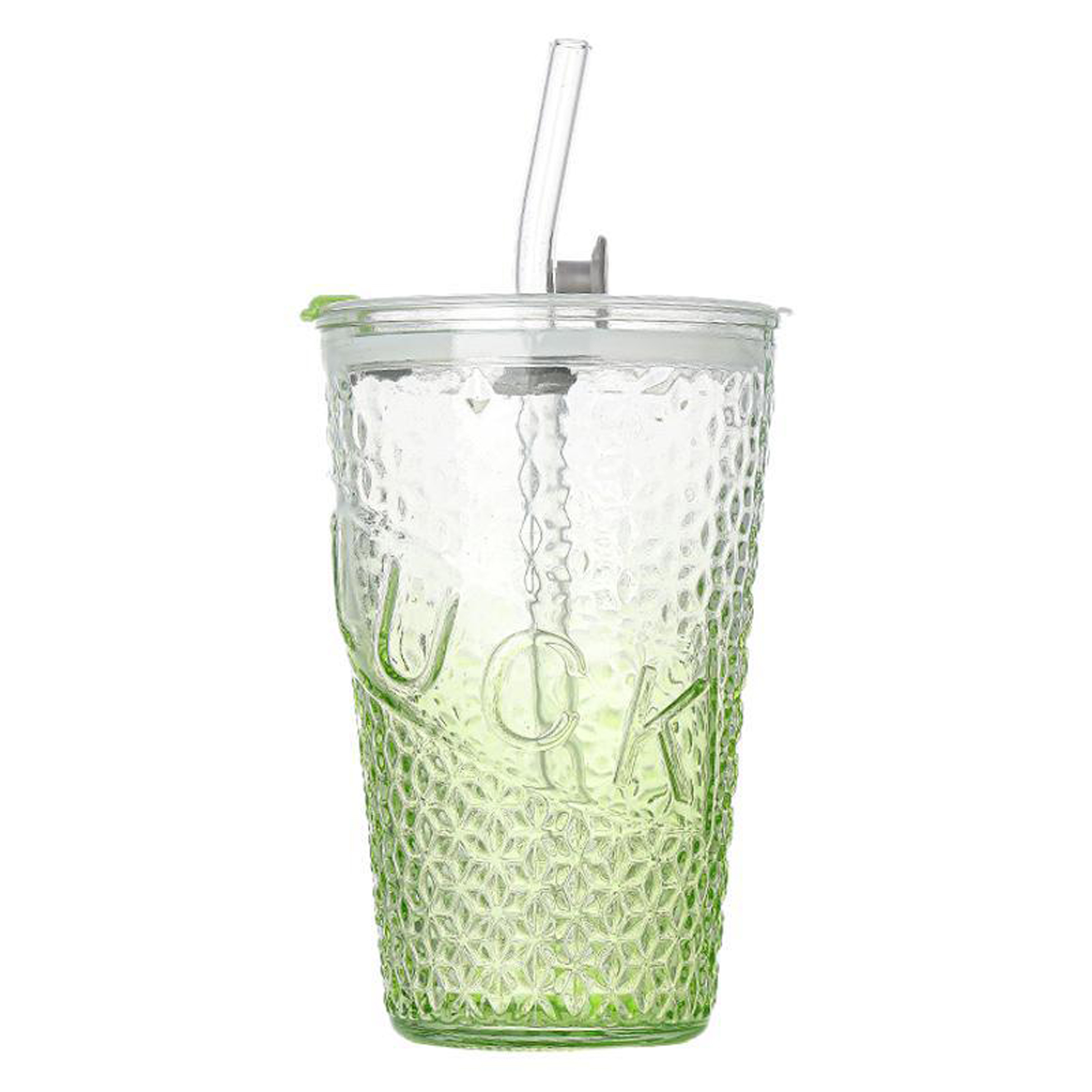 460ML Glass Cups with Straw and Lid