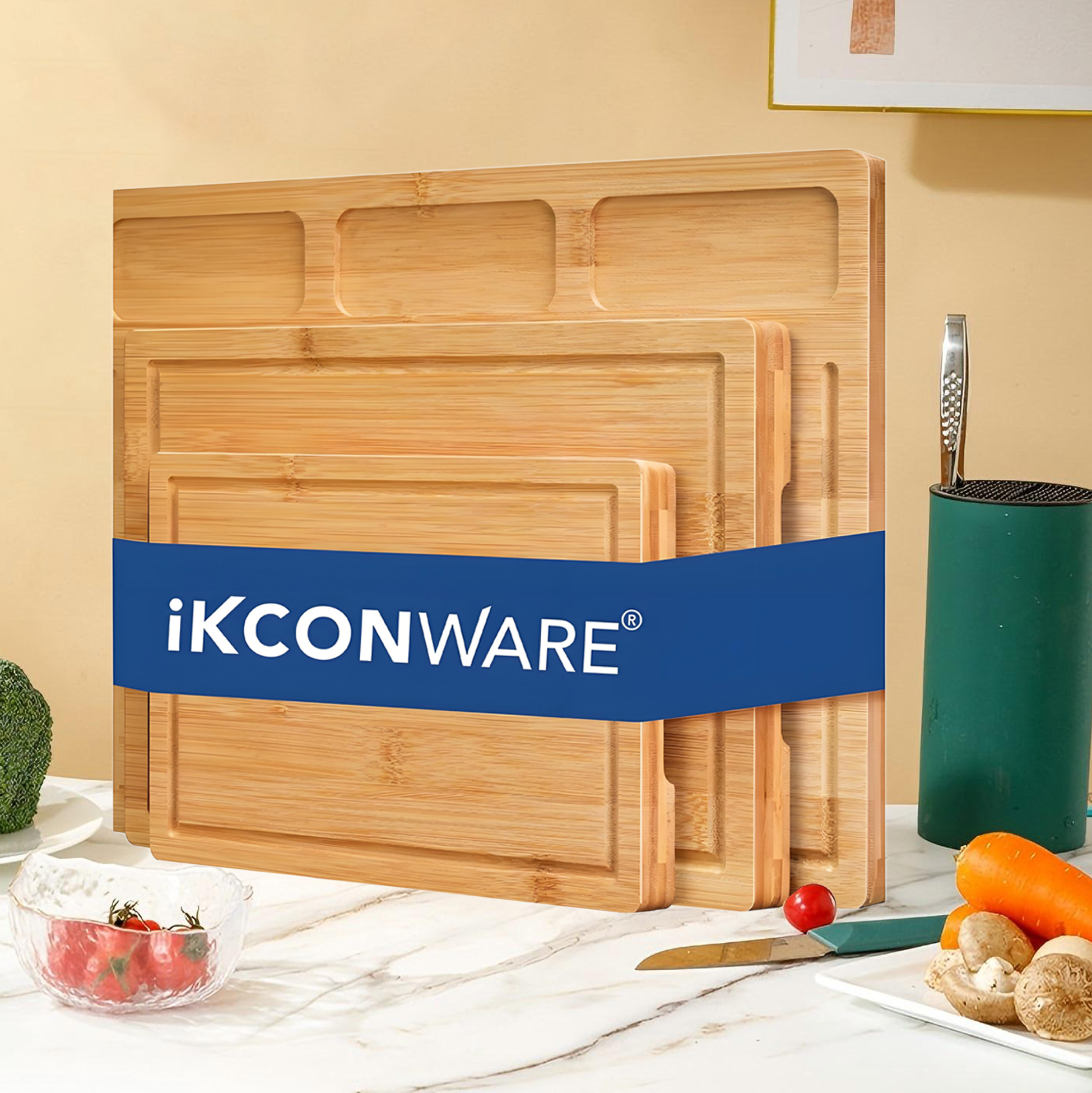 3 Piece Bamboo Cutting Board Set