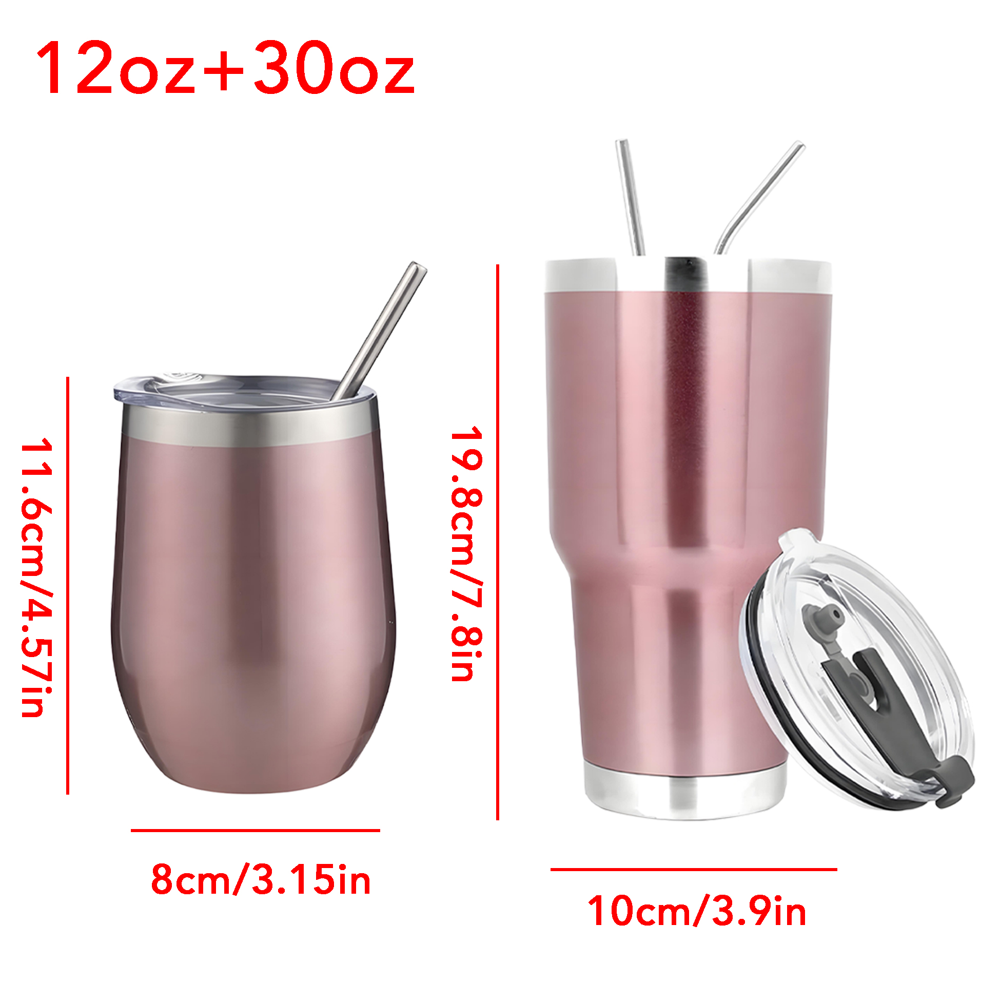 Rose Gold Stainless Steel Insulated Wine Tumbler Set