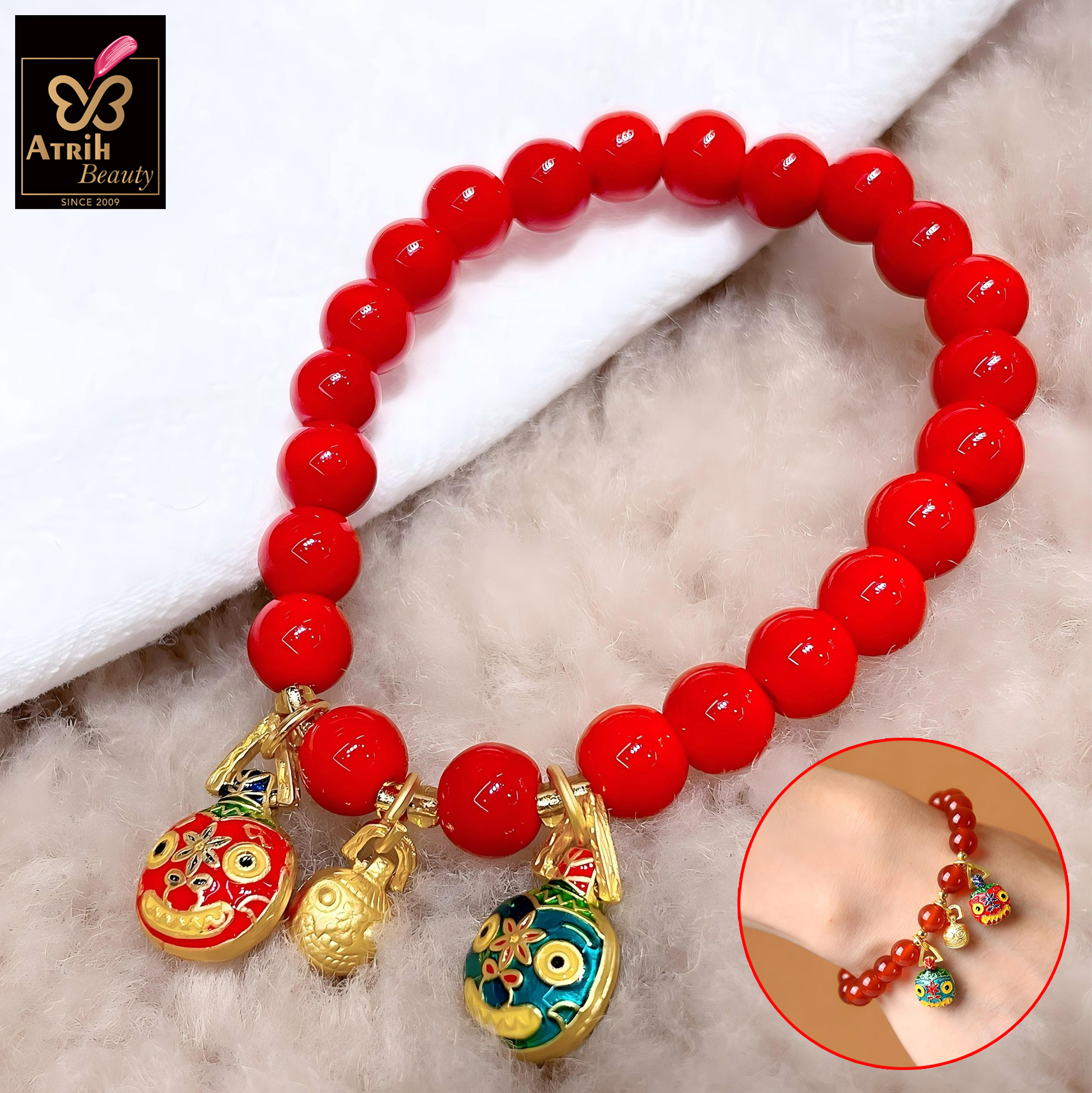 Red Agate Bead Bracelet