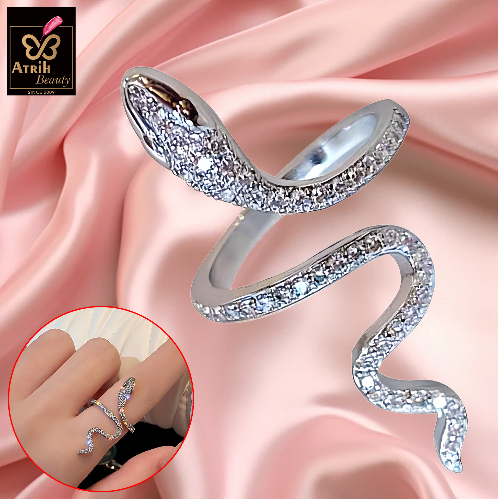 Sparkling Snake Shaped Open Ring