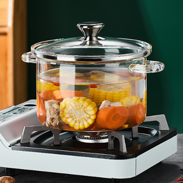Clear Glass Cooking Pot with Lid