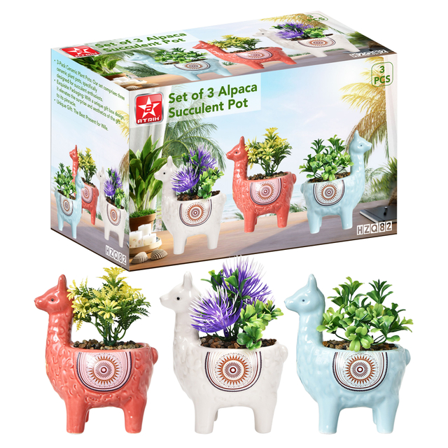 Set of 3 Alpaca Succulent Pot