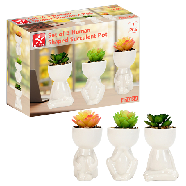 Set of 3 Human Shaped Succulent Pot