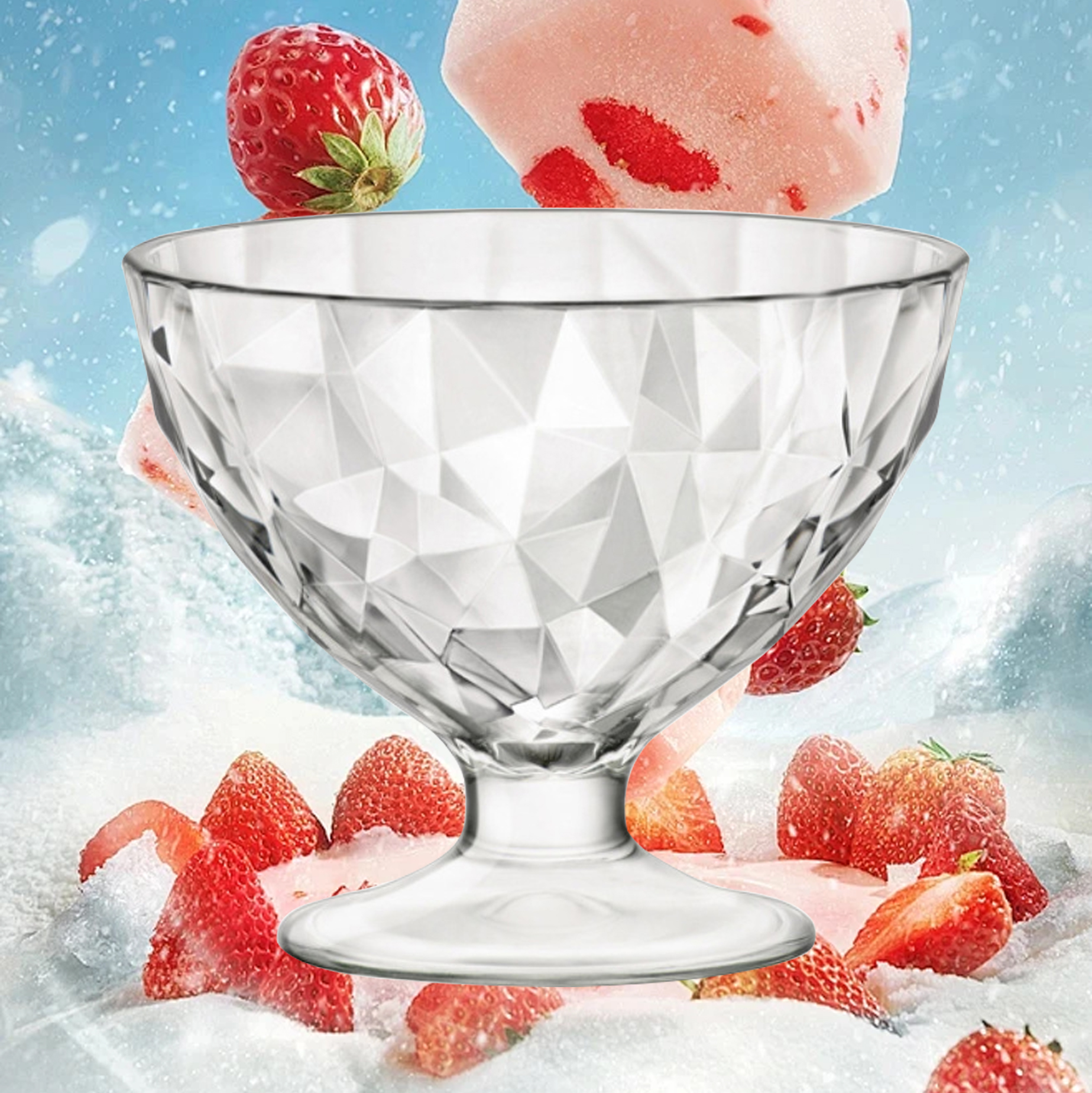 Set of 6 Glass Dessert Sundae Bowl