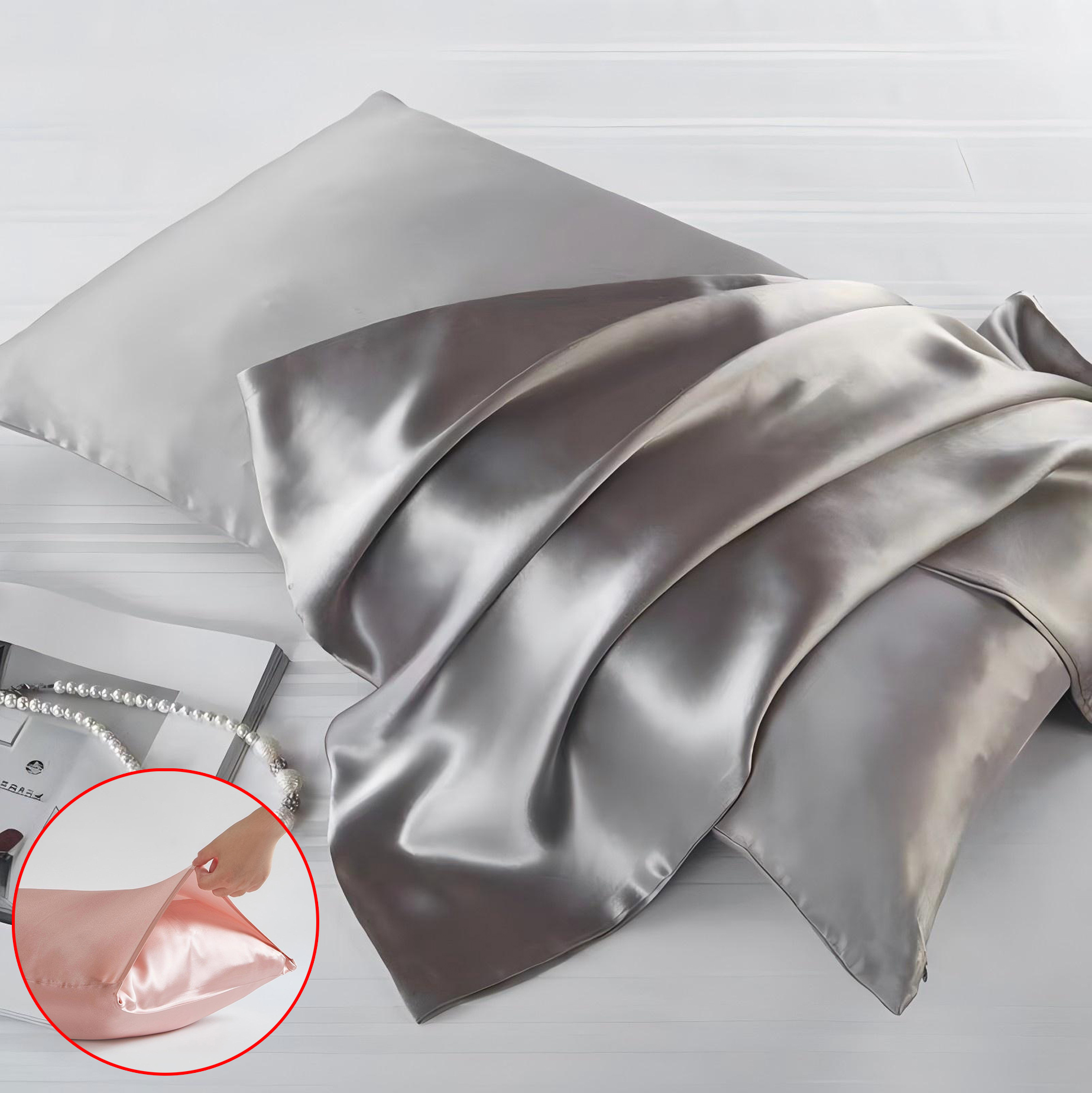 Silk-Like Satin Pillowcase Set