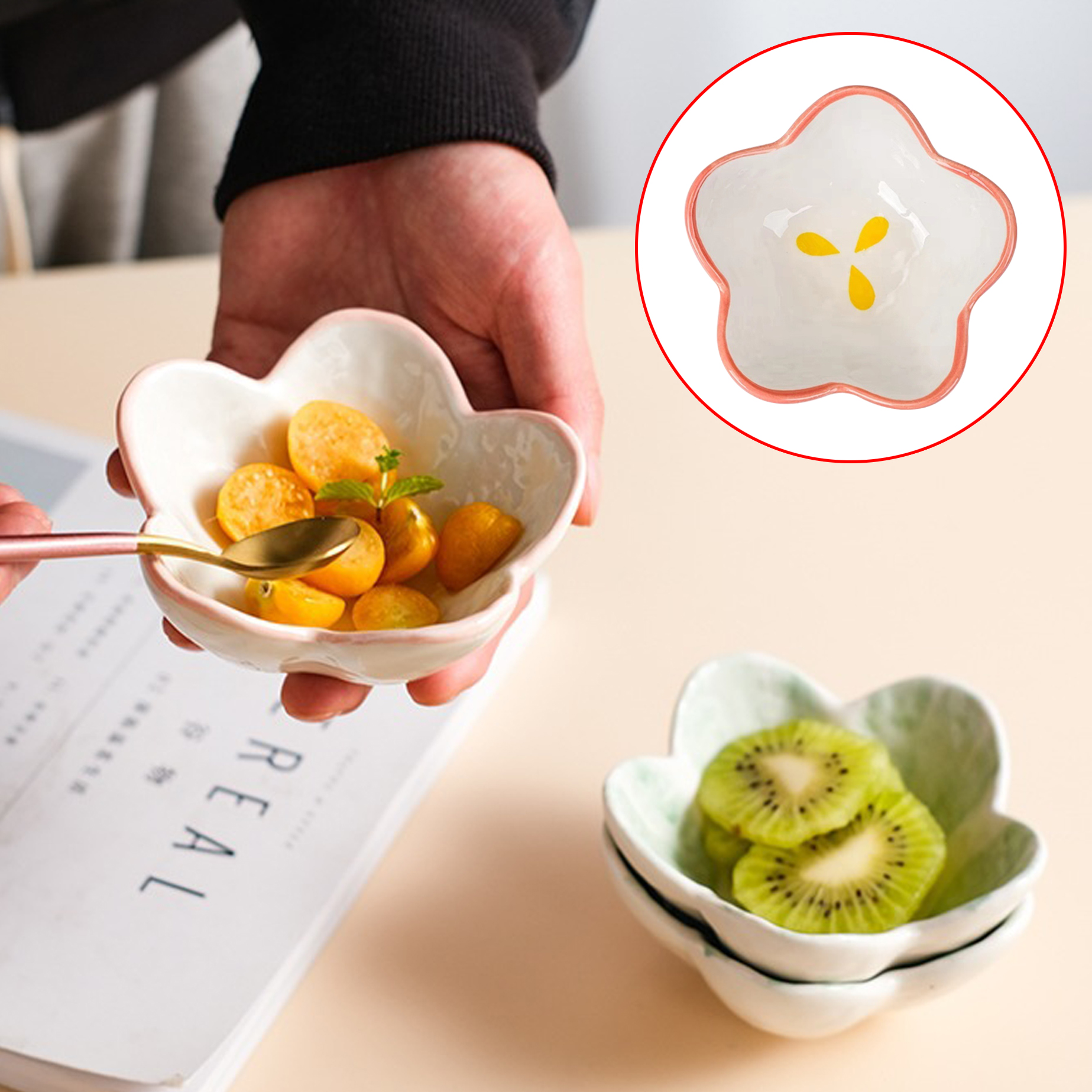 Flower-Shaped Ceramic Snack Bowl