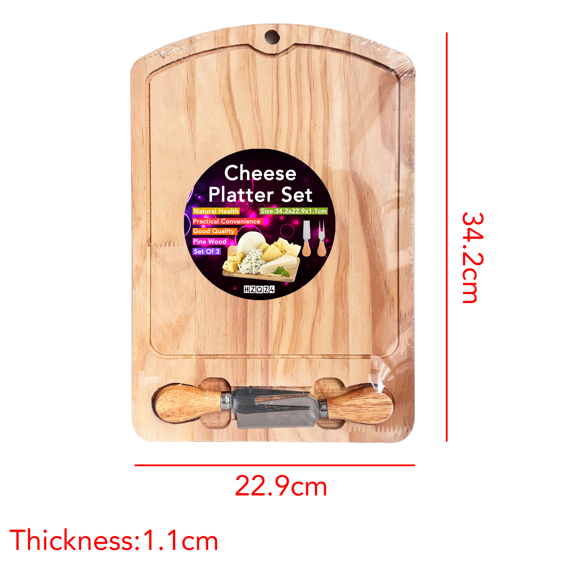 Wooden Cheese Board with Integrated Tool