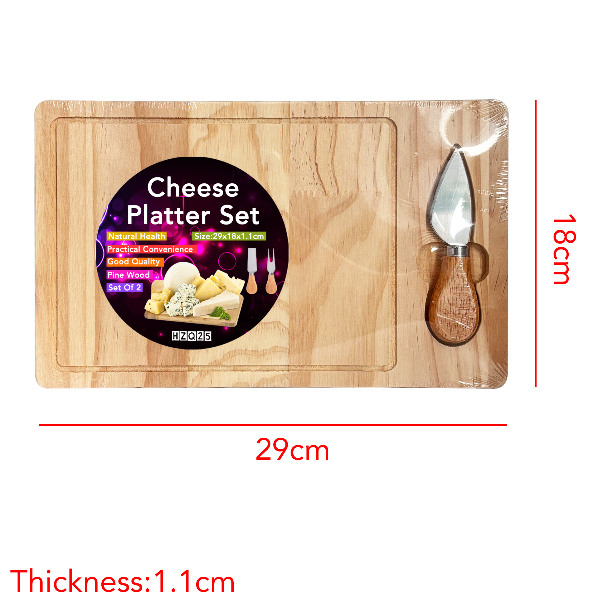 Wooden Cheese Board with Built in Knife