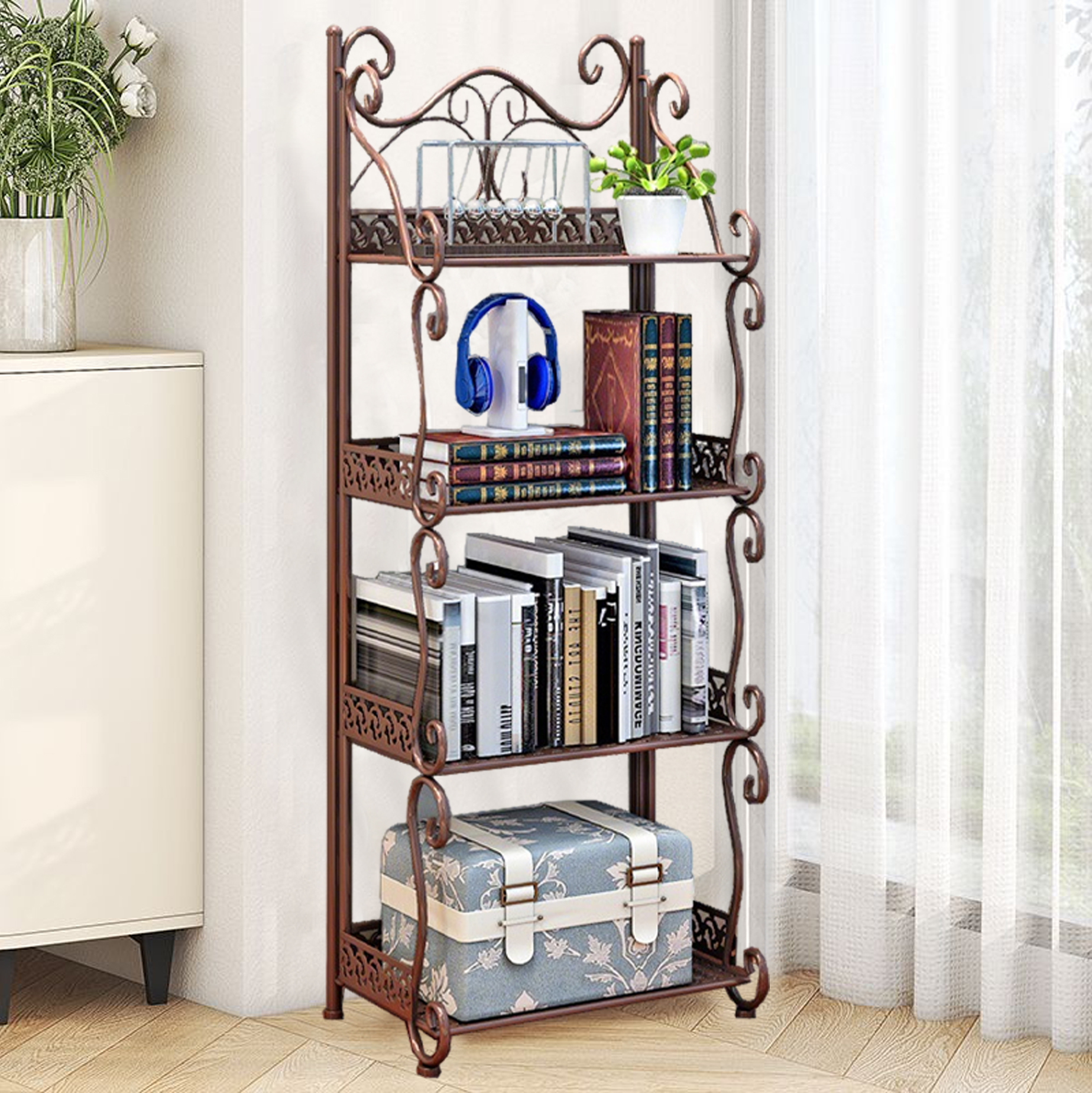 White Metal 4-Tier Storage Shelf