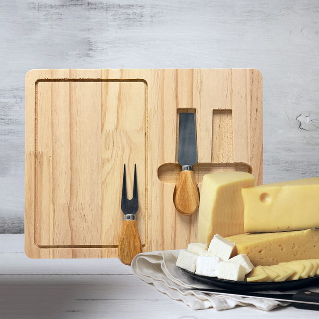Wooden Cheese Board and Knife Set