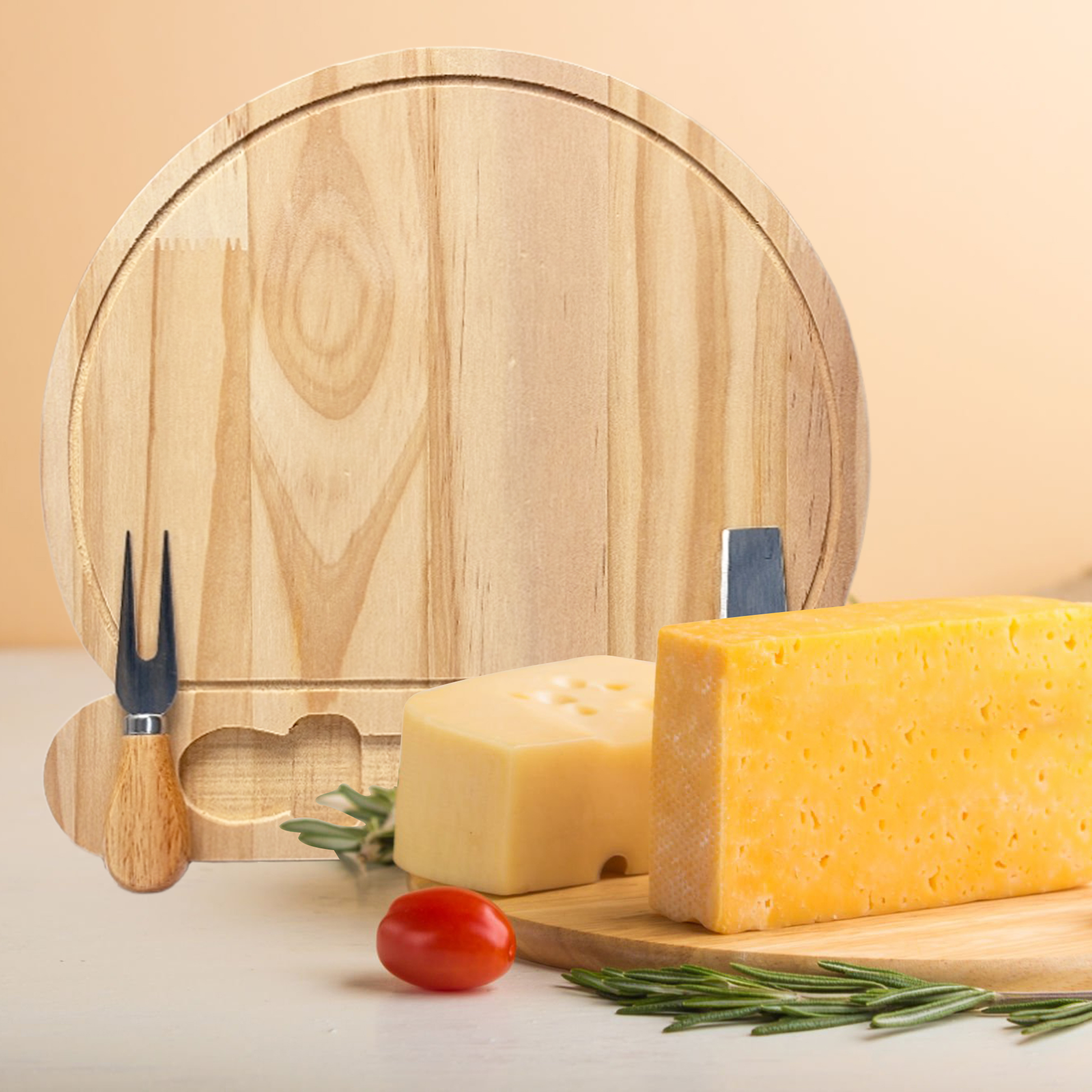 Unique Shaped Wooden Cheese Board Set