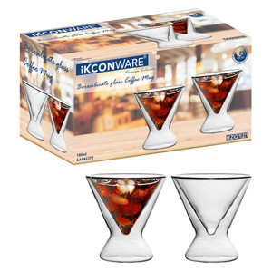 180ml Double Walled Inverted Pyramid Shaped Glass