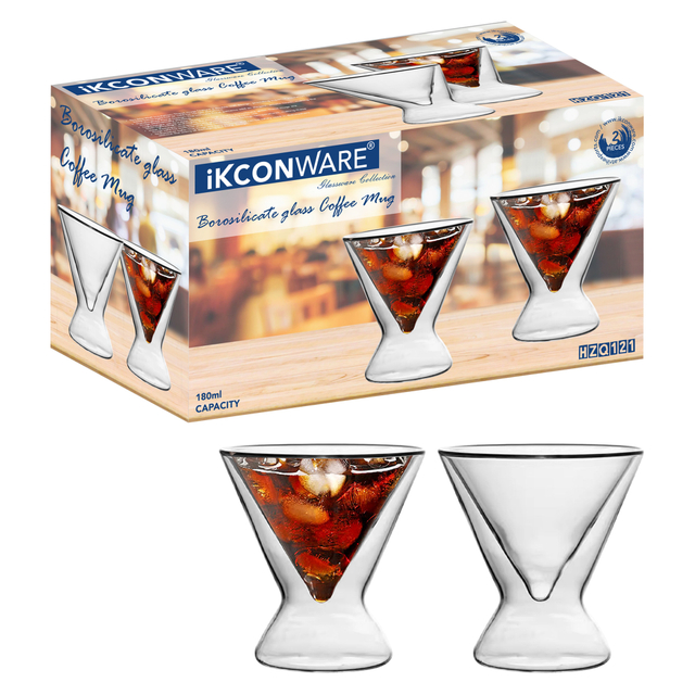 180ml Double Walled Inverted Pyramid Shaped Glass