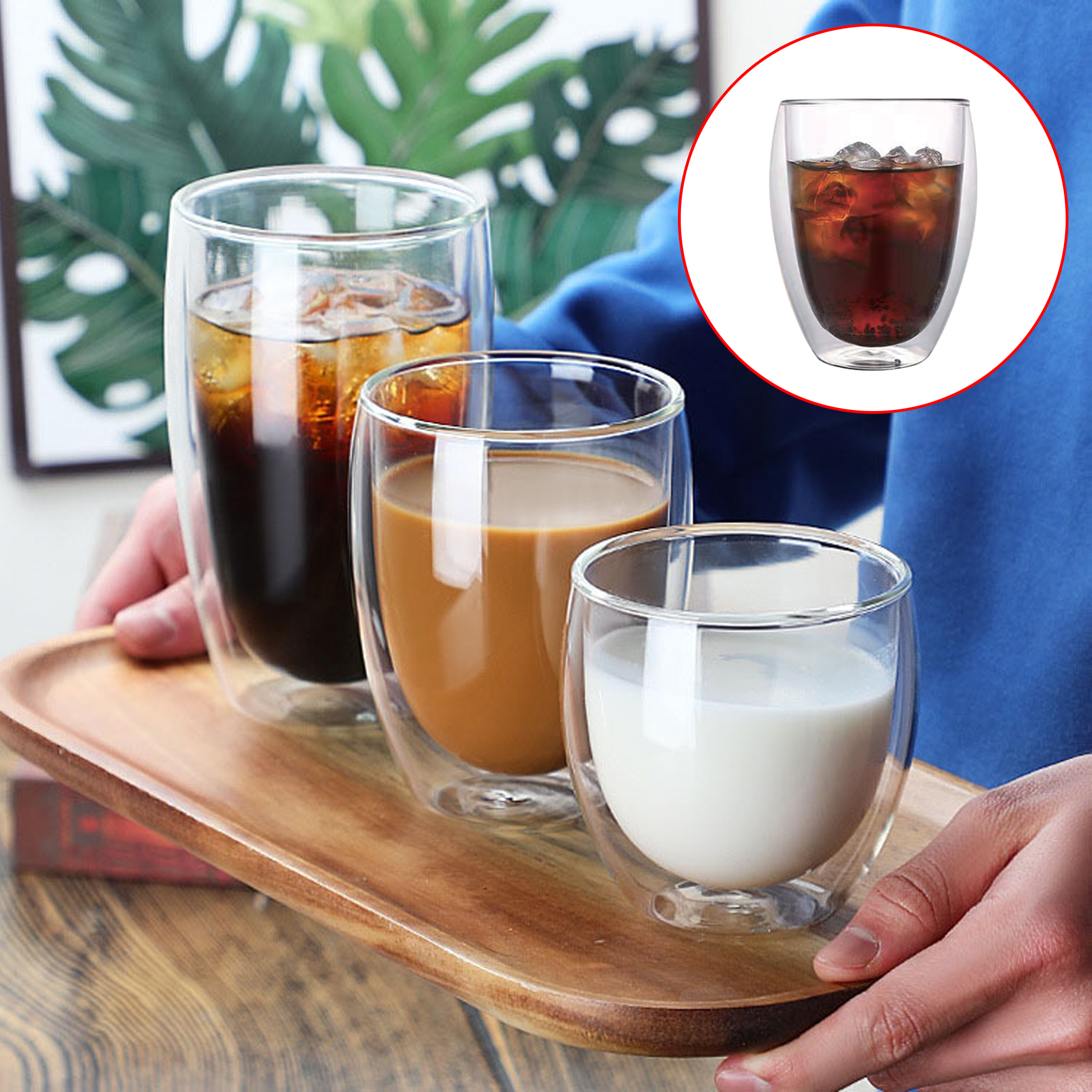 Double Walled Insulated Clear Glass Tumbler