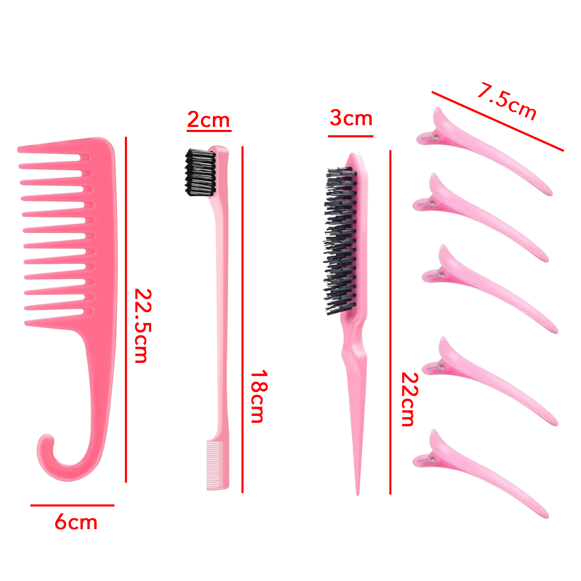 Pink Hair Styling Tool Set of 8