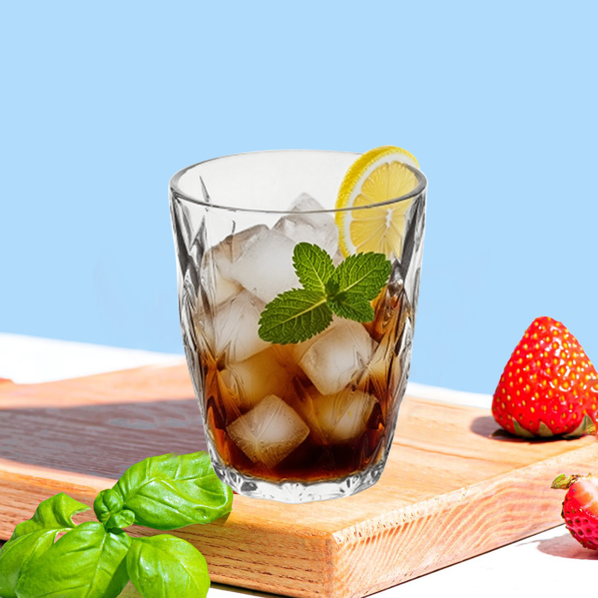 6-Piece Diamond-Cut Glass Tumbler Set
