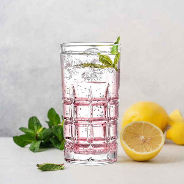 Set of 6 Square-Patterned Drinking Glasses