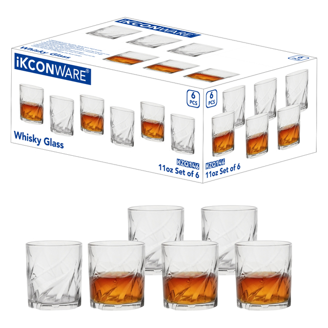 6-Piece Diagonal-Cut Whiskey Glass Set